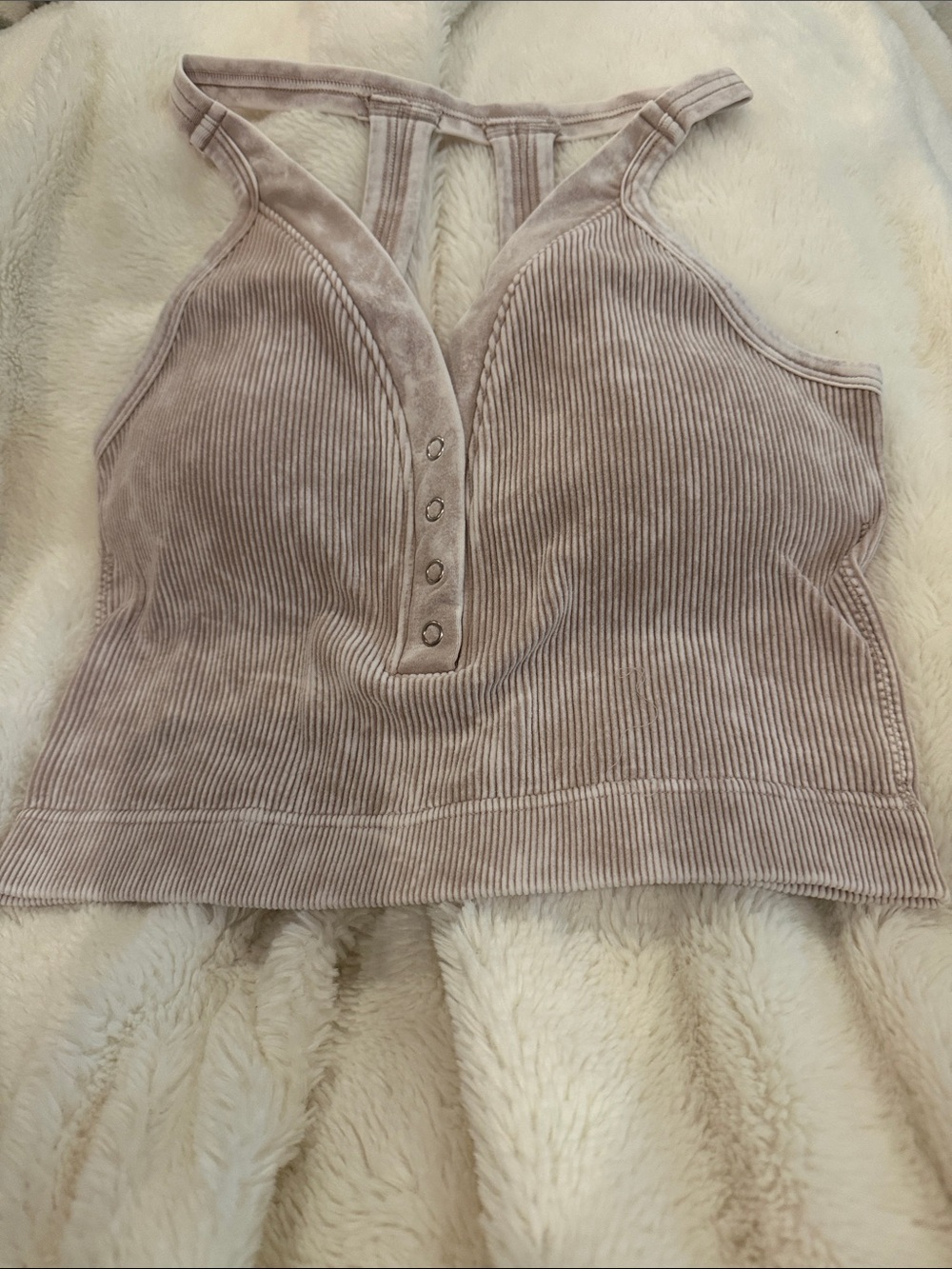 Zenana Outfitters Ribbed Plunge Tank Top — Light Mauve